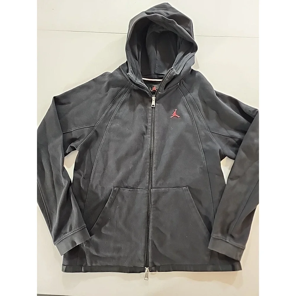 Vintage Air Jordan Jumpman Black Full Zip Hoodie Sweatshirt Jacket Size Medium‎